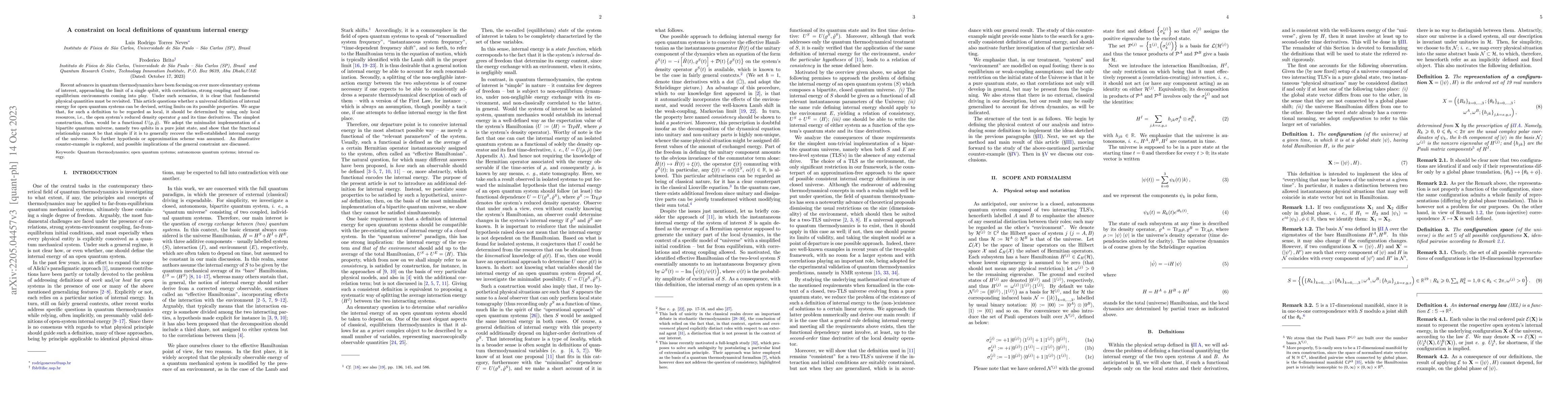 Thumbnail for A constraint on local definitions of quantum internal energy
