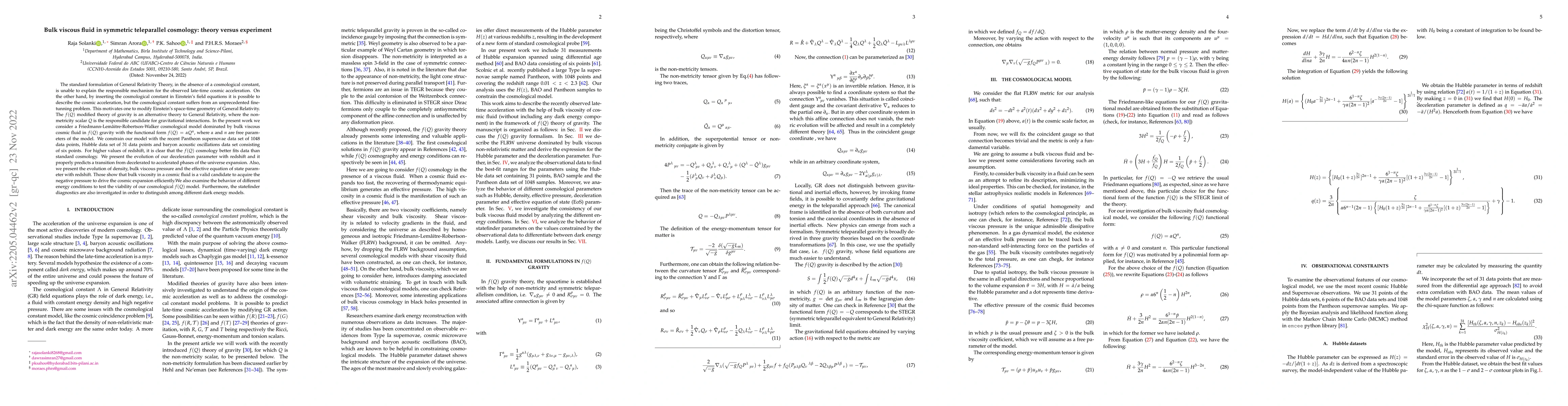 Thumbnail for Bulk viscous fluid in symmetric teleparallel cosmology: theory versus
  experiment