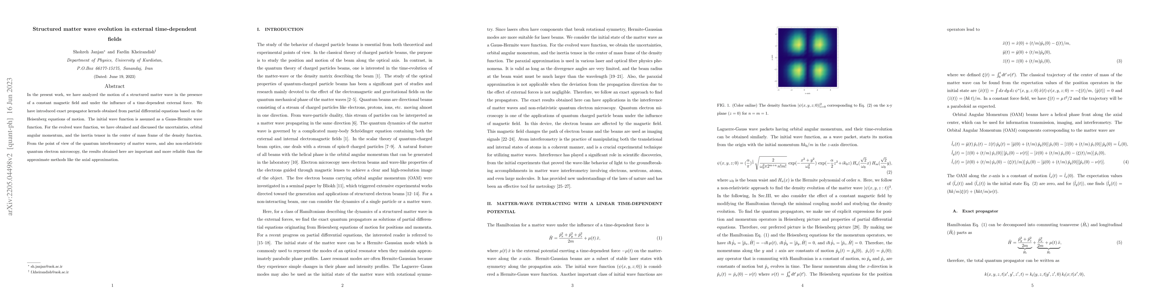 Thumbnail for Structured matter wave evolution in external time-dependent fields