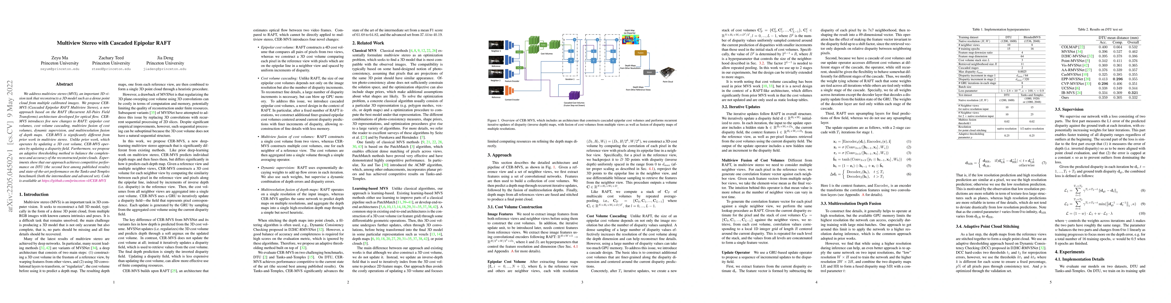 Thumbnail for Multiview Stereo with Cascaded Epipolar RAFT