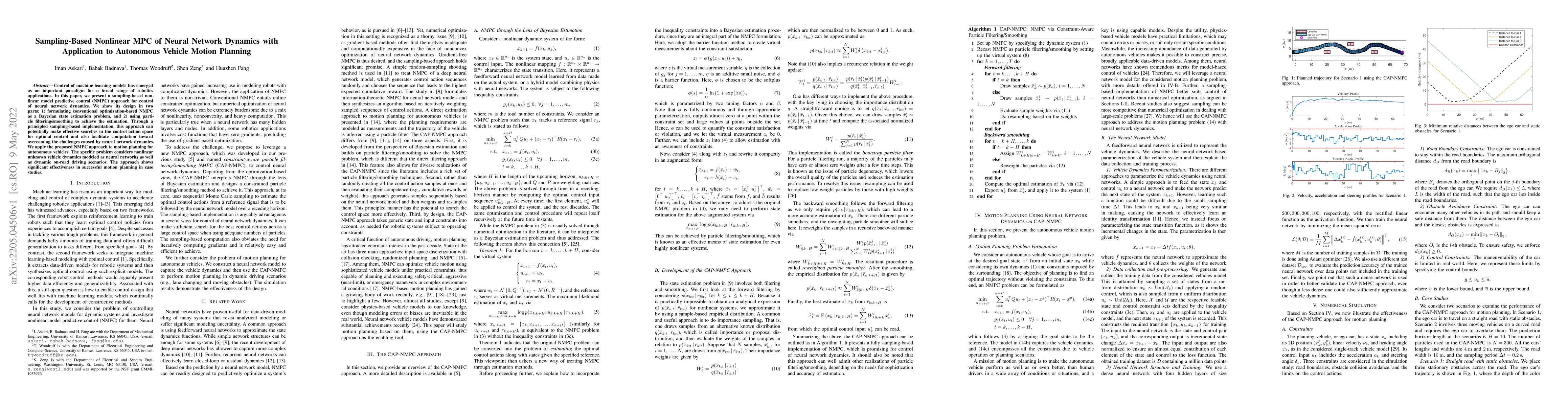 Thumbnail for Sampling-Based Nonlinear MPC of Neural Network Dynamics with Application
  to Autonomous Vehicle Motion Planning