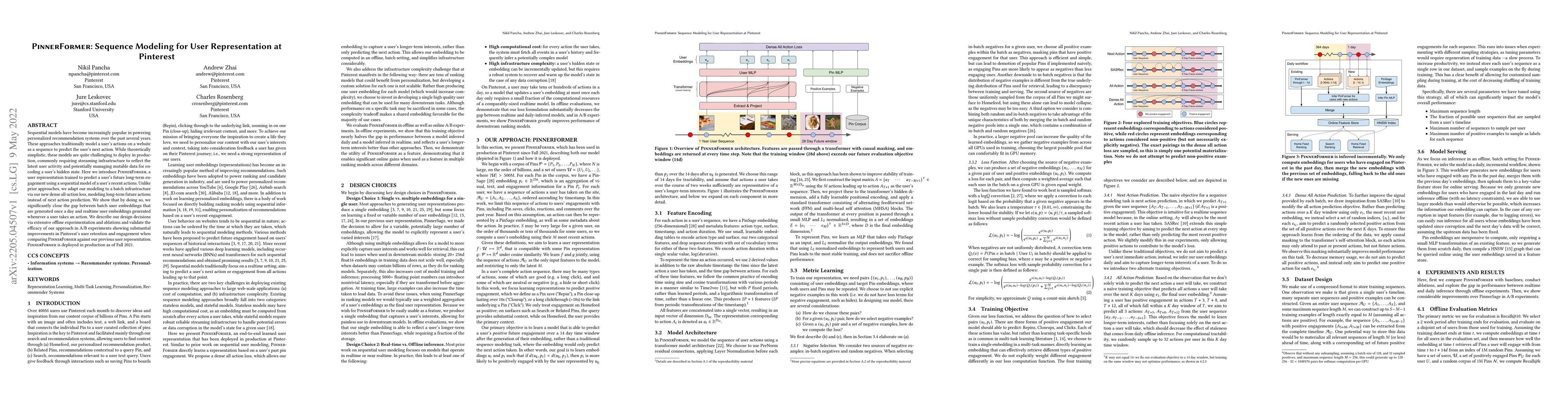 Thumbnail for PinnerFormer: Sequence Modeling for User Representation at Pinterest