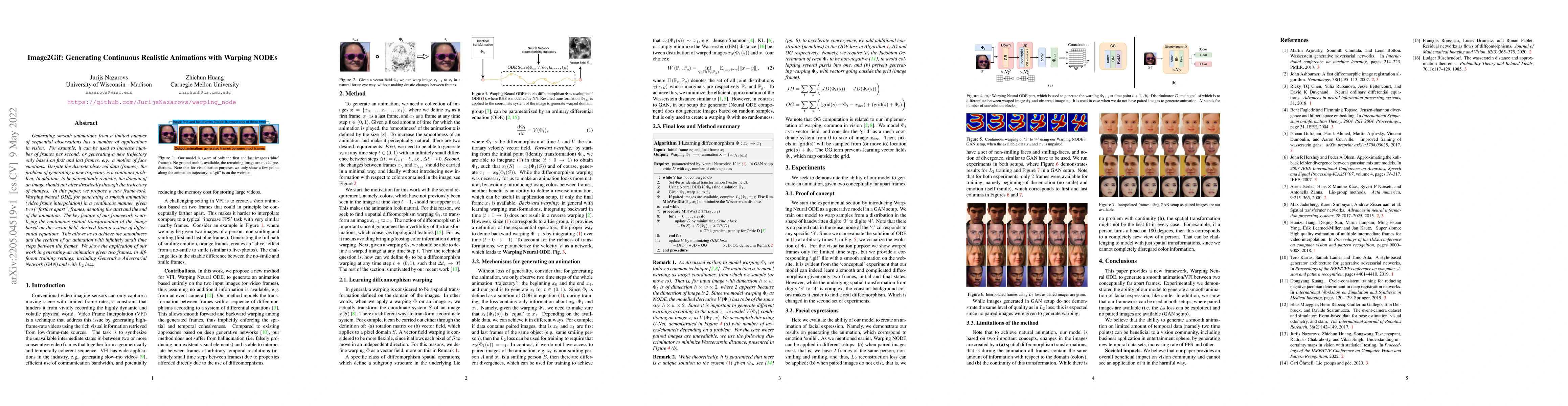Thumbnail for Image2Gif: Generating Continuous Realistic Animations with Warping NODEs