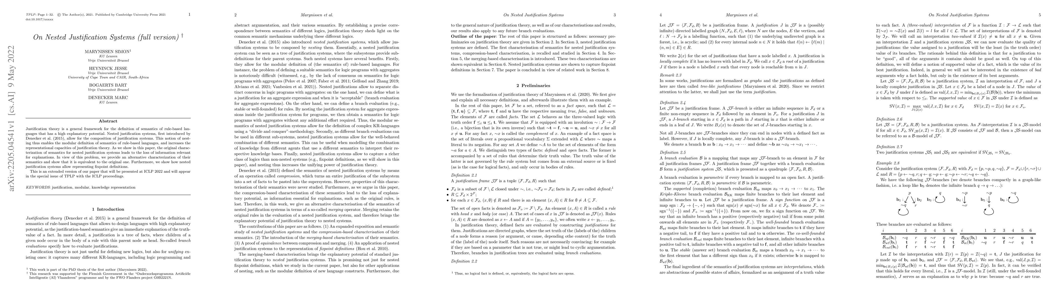 Thumbnail for On Nested Justification Systems (full version)