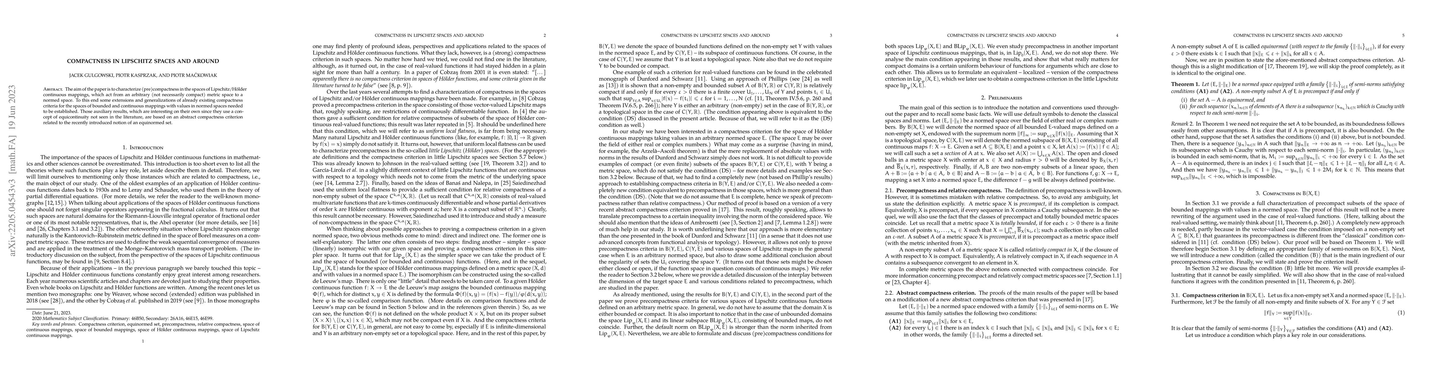 Thumbnail for Compactness in Lipschitz spaces and around