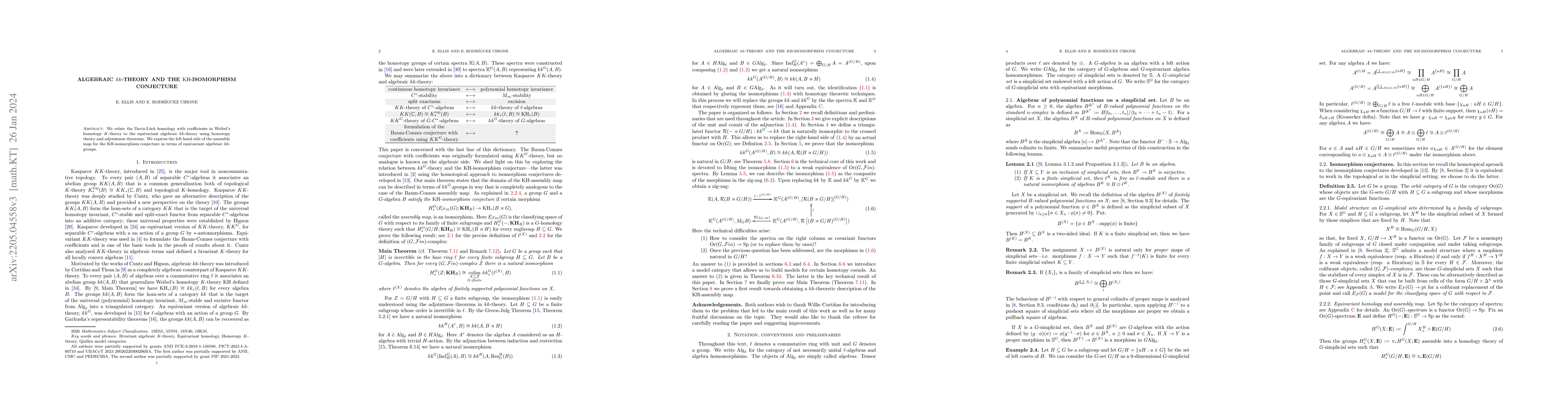 Thumbnail for Algebraic kk-theory and the KH-isomorphism conjecture