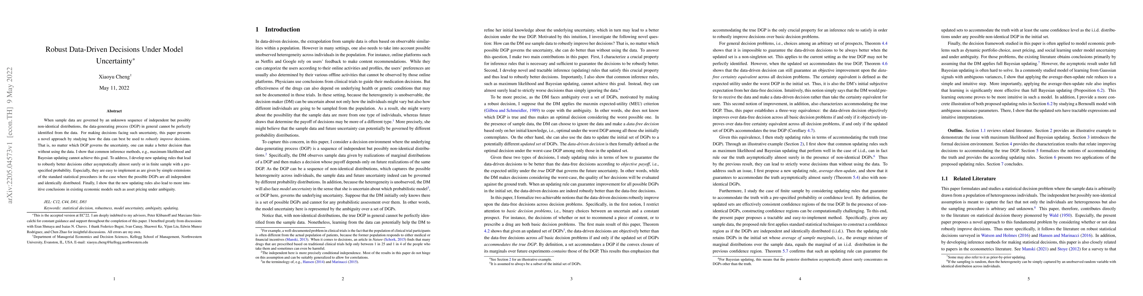 Thumbnail for Robust Data-Driven Decisions Under Model Uncertainty