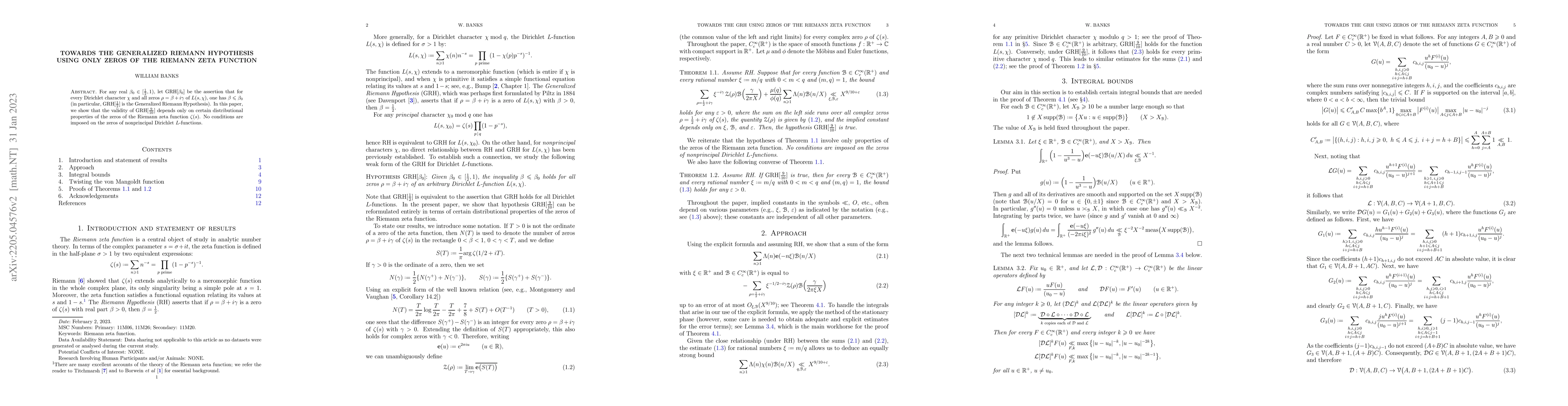 Thumbnail for Towards the Generalized Riemann Hypothesis using only zeros of the
  Riemann zeta function