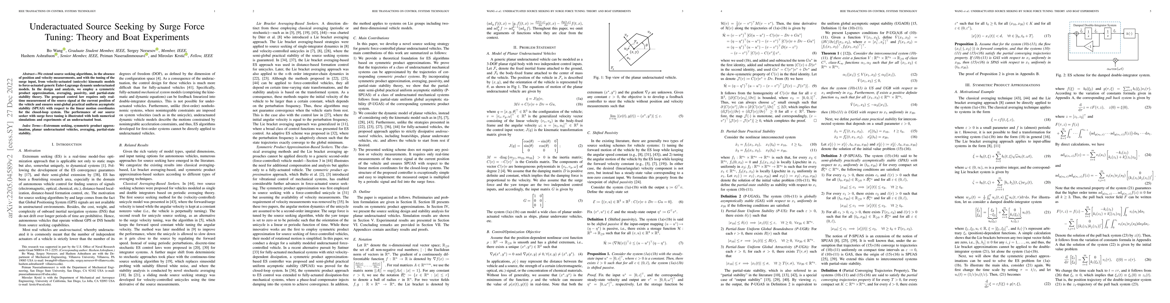 Thumbnail for Underactuated Source Seeking by Surge Force Tuning: Theory and Boat
  Experiments