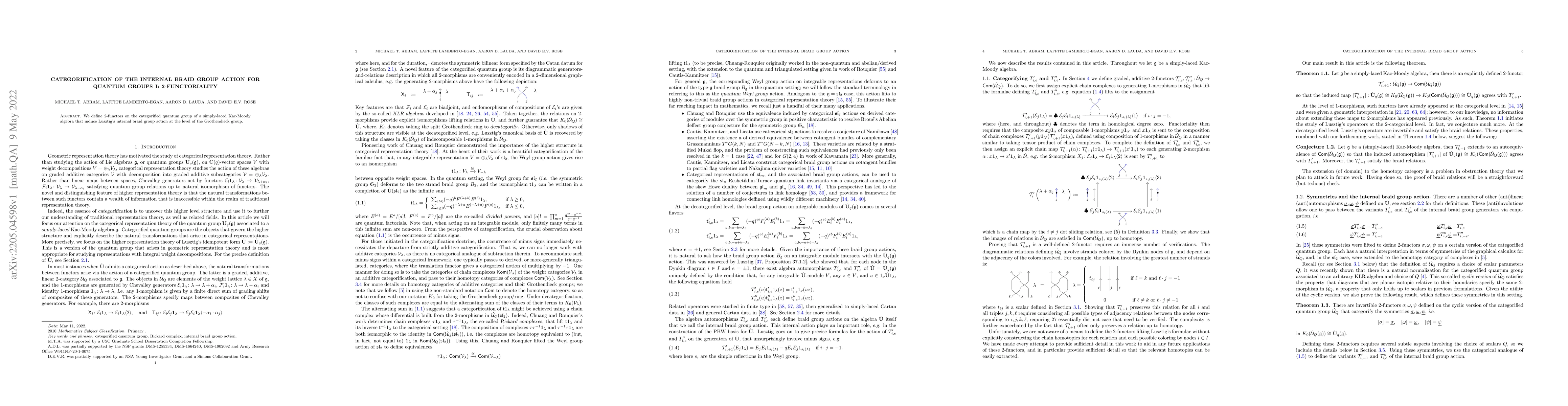 Thumbnail for Categorification of the internal braid group action for quantum groups
  I: 2-functoriality