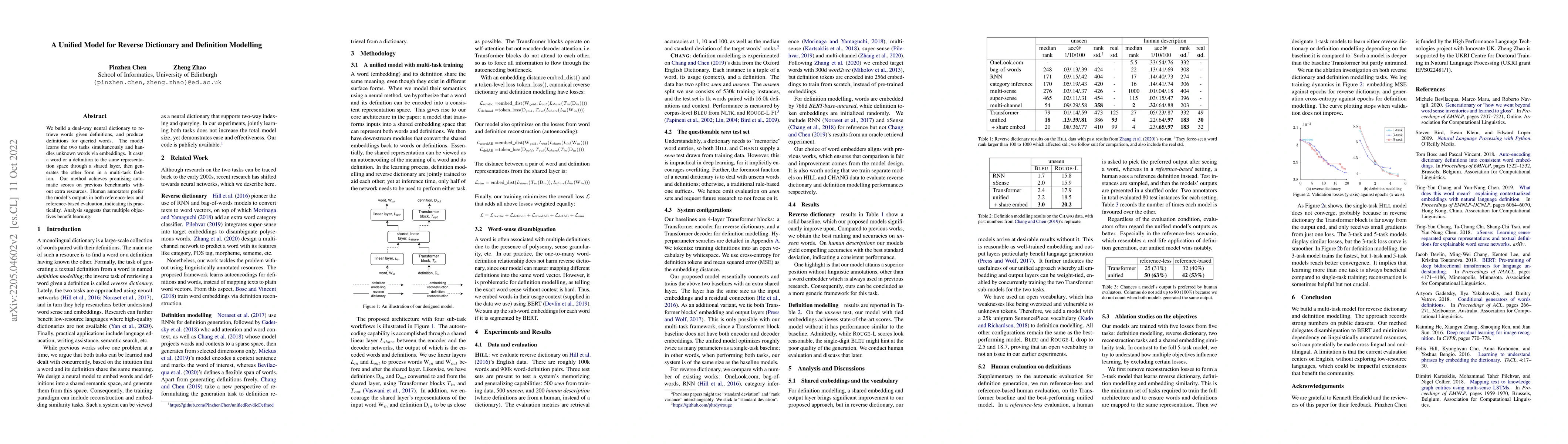 Thumbnail for A Unified Model for Reverse Dictionary and Definition Modelling