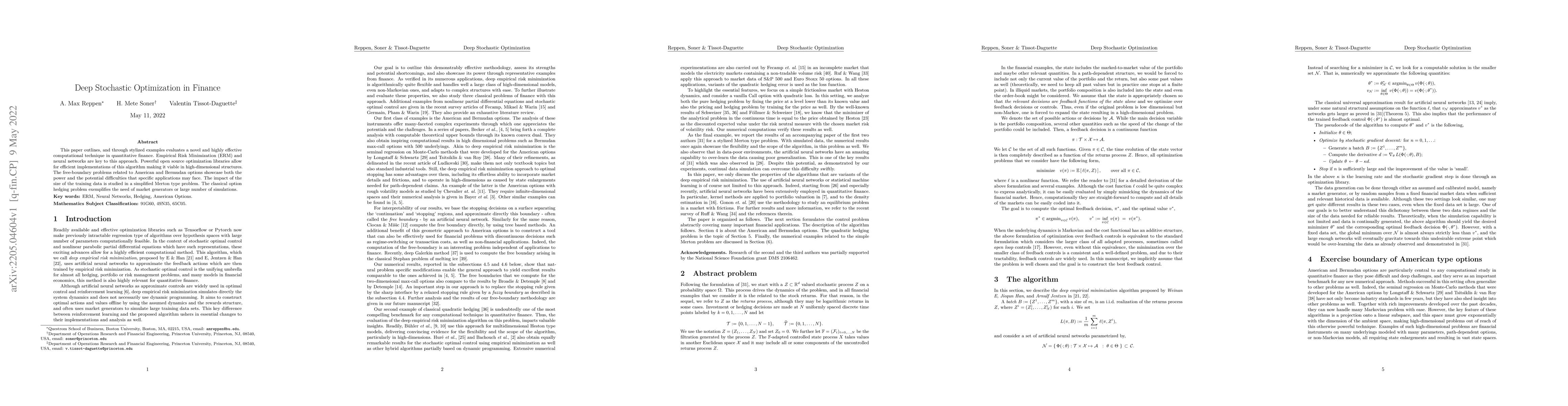 Thumbnail for Deep Stochastic Optimization in Finance