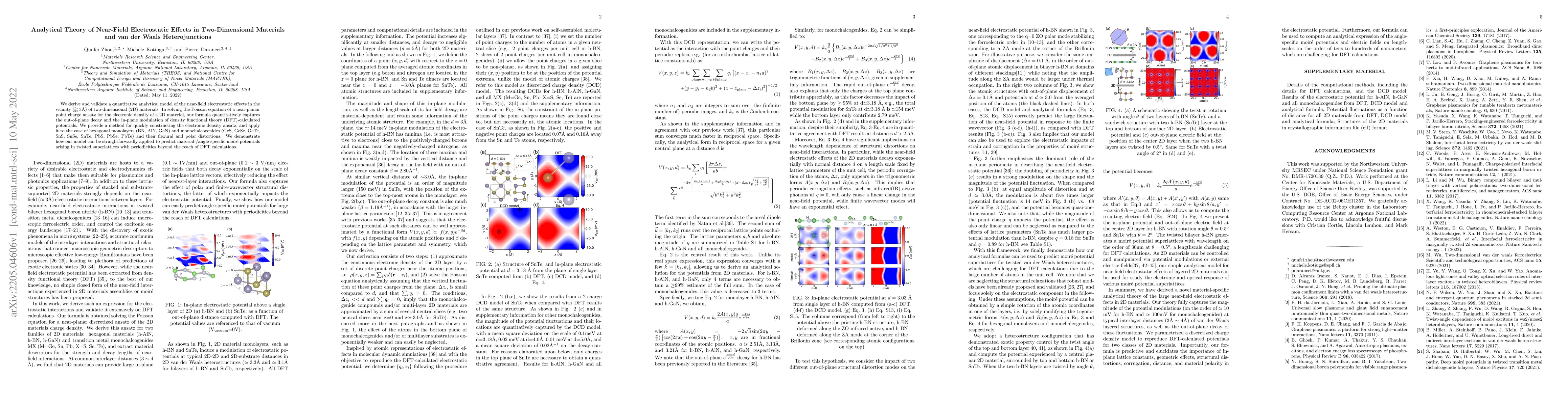 Thumbnail for Analytical Theory of Near-Field Electrostatic Effects in Two-Dimensional
  Materials and van der Waals Heterojunctions