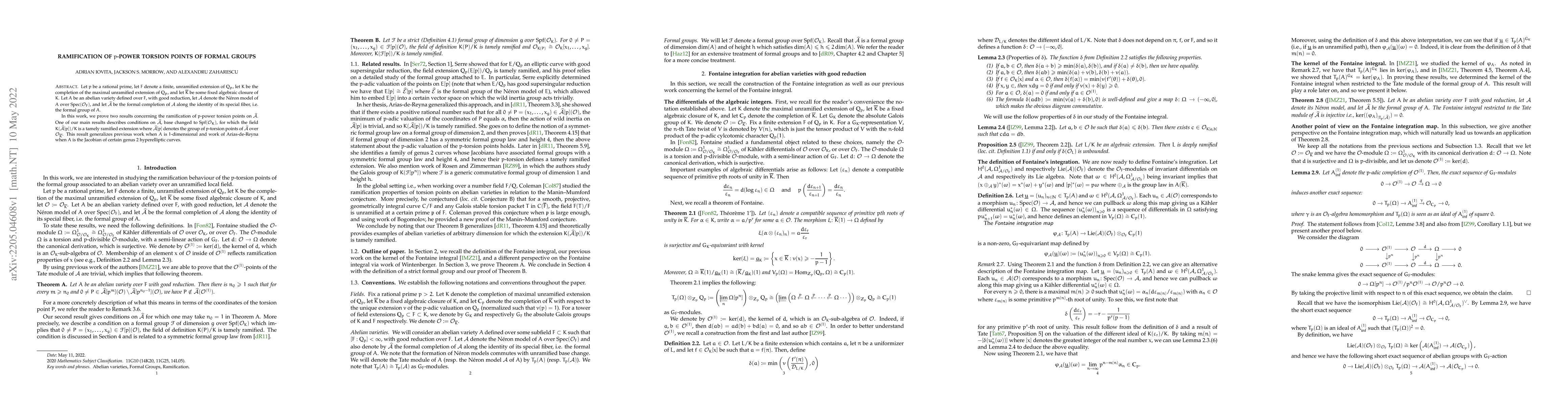 Thumbnail for Ramification of $p$-power torsion points of formal groups