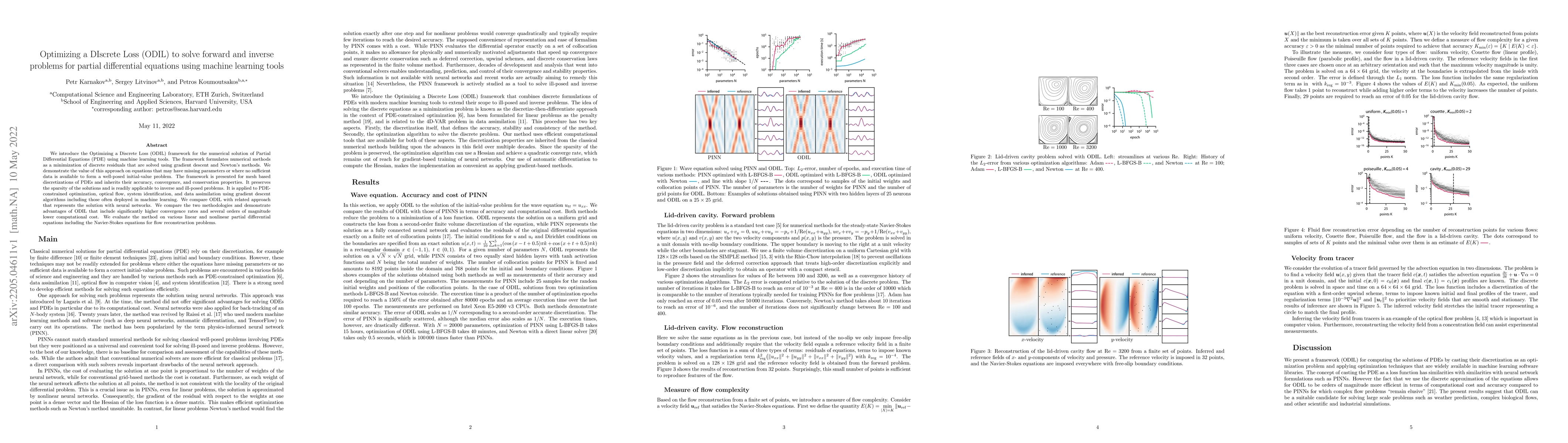 Thumbnail for Optimizing a DIscrete Loss (ODIL) to solve forward and inverse problems
  for partial differential equations using machine learning tools