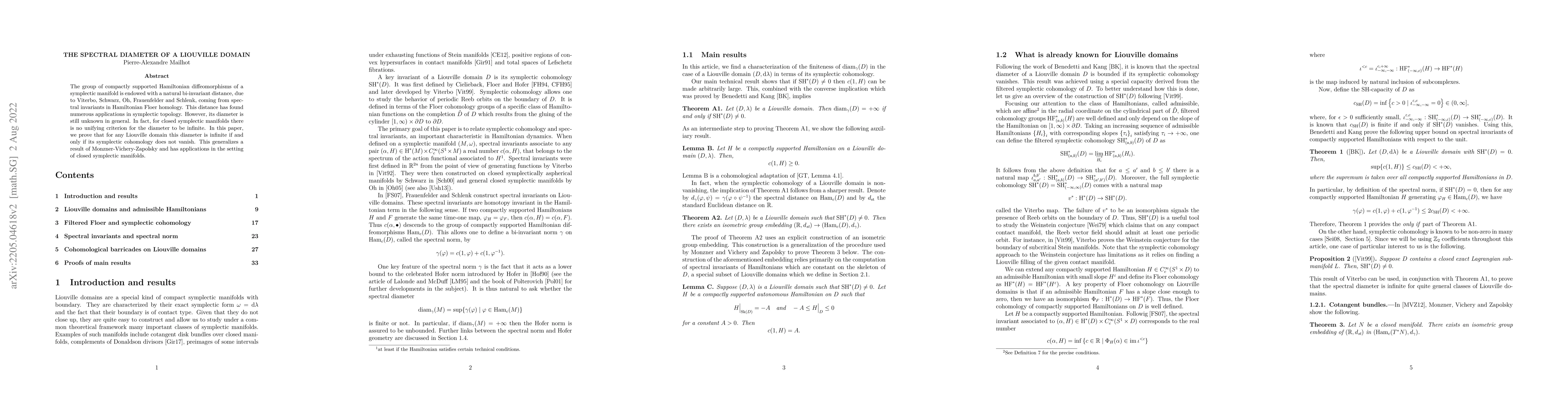 Thumbnail for The spectral diameter of a Liouville domain