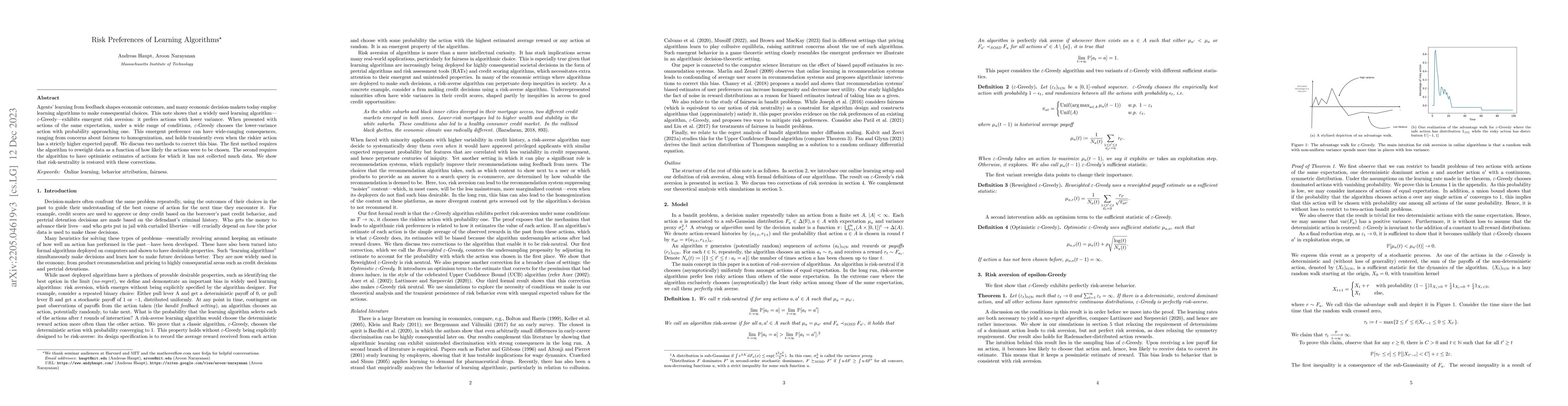 Thumbnail for Risk Preferences of Learning Algorithms