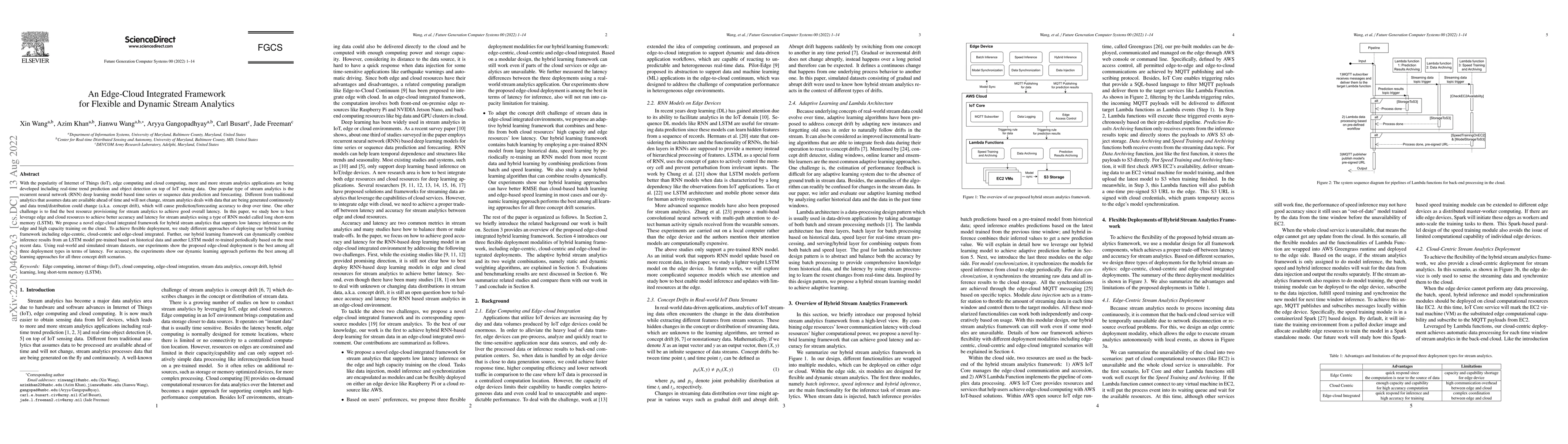 Thumbnail for An Edge-Cloud Integrated Framework for Flexible and Dynamic Stream
  Analytics