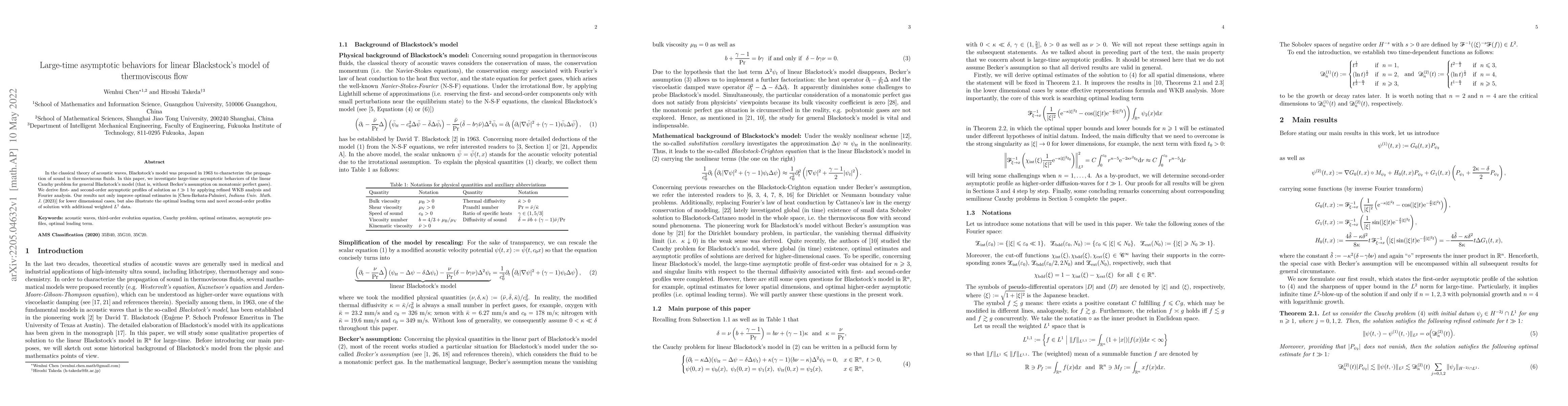 Thumbnail for Large-time asymptotic behaviors for linear Blackstock's model of
  thermoviscous flow