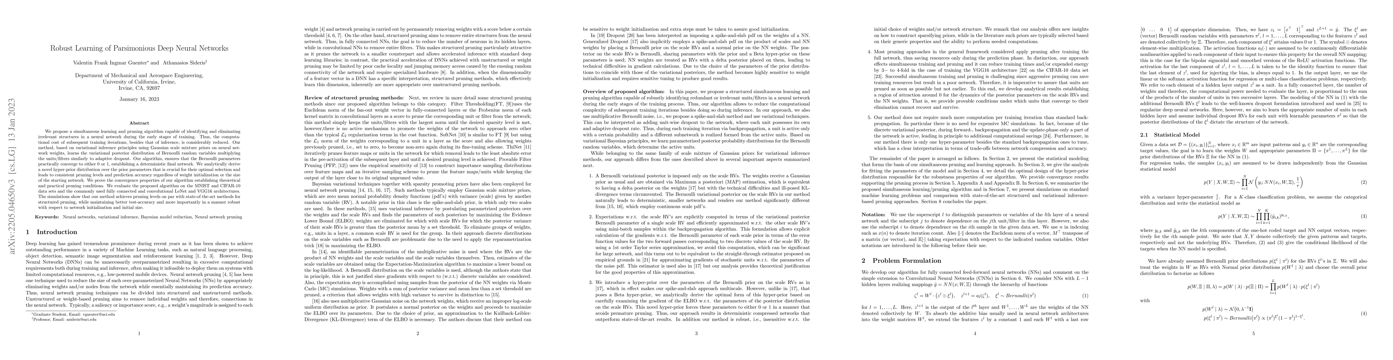 Thumbnail for Robust Learning of Parsimonious Deep Neural Networks