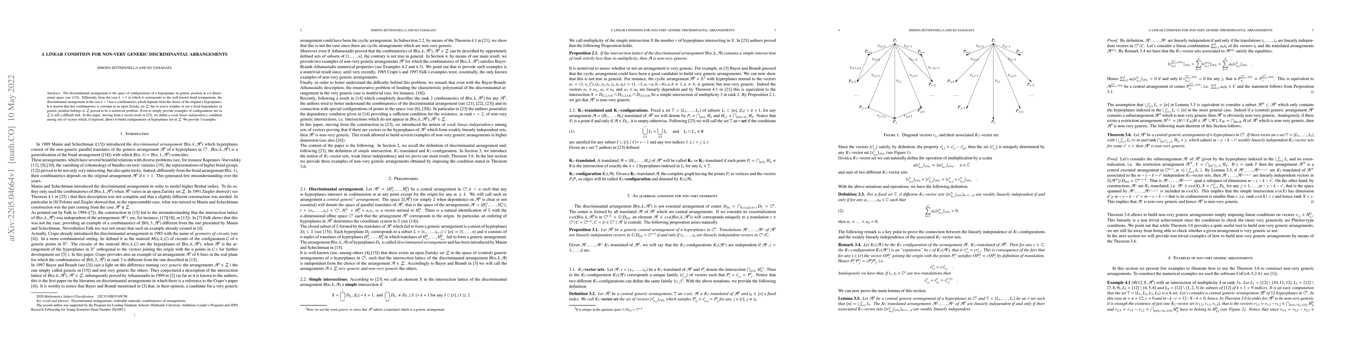 Thumbnail for A linear condition for non-very generic discriminantal arrangements