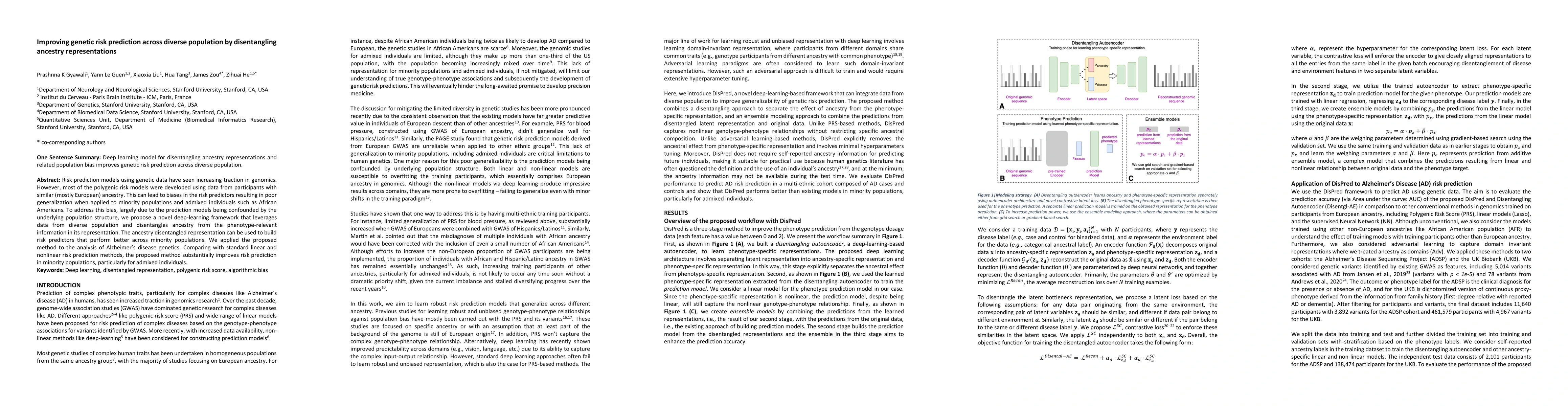 Thumbnail for Improving genetic risk prediction across diverse population by
  disentangling ancestry representations