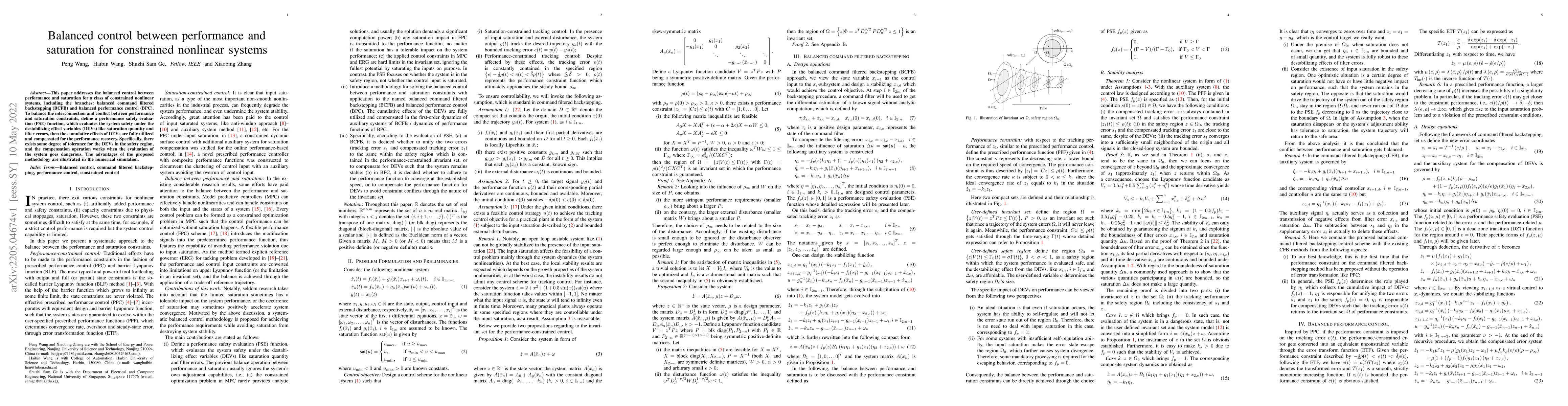 Thumbnail for Balanced control between performance and saturation for constrained
  nonlinear systems