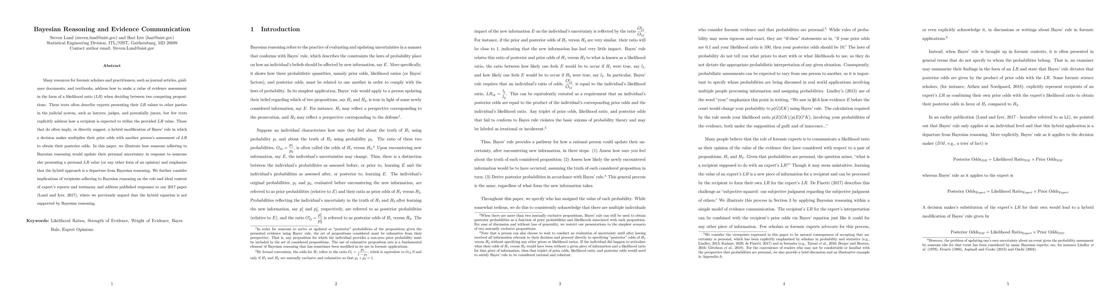 Thumbnail for Bayesian Reasoning and Evidence Communication