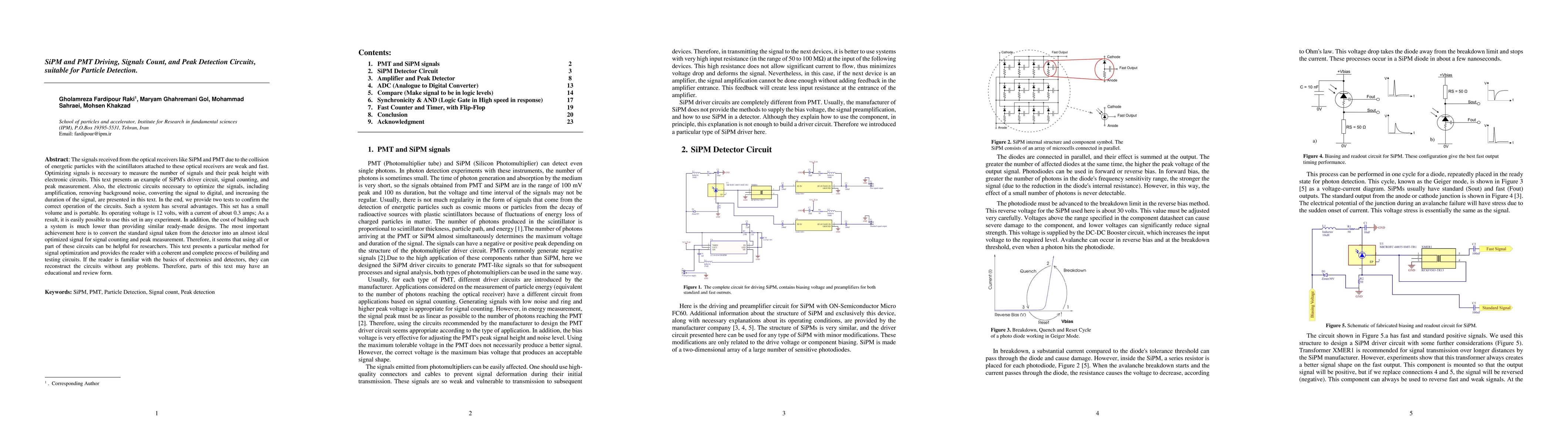 Thumbnail for SiPM and PMT Driving, Signals Count and Peak Detection Circuits,
  suitable for Particle Detection