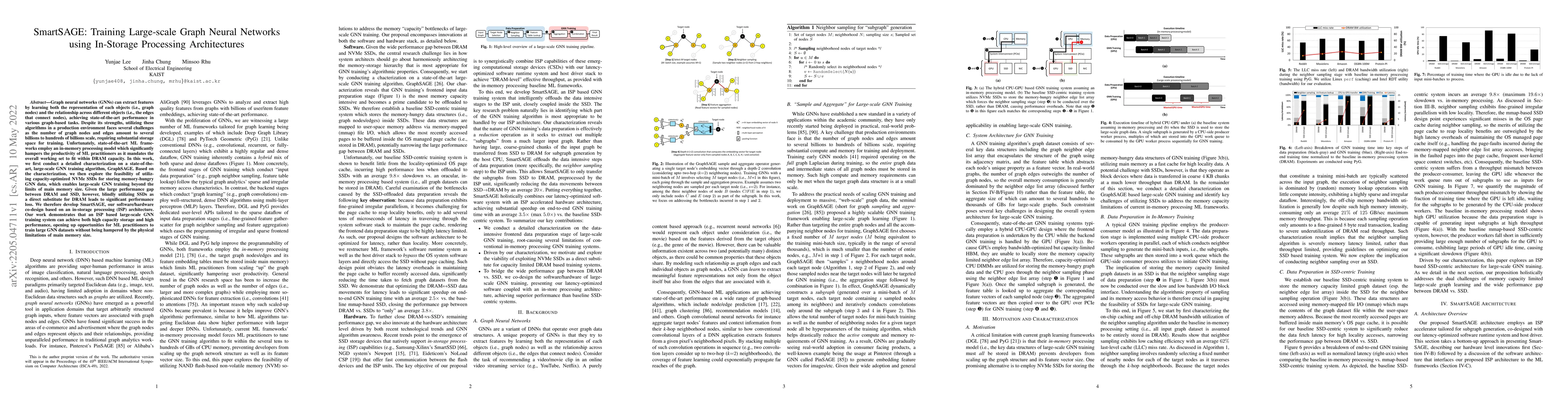 Thumbnail for SmartSAGE: Training Large-scale Graph Neural Networks using In-Storage
  Processing Architectures
