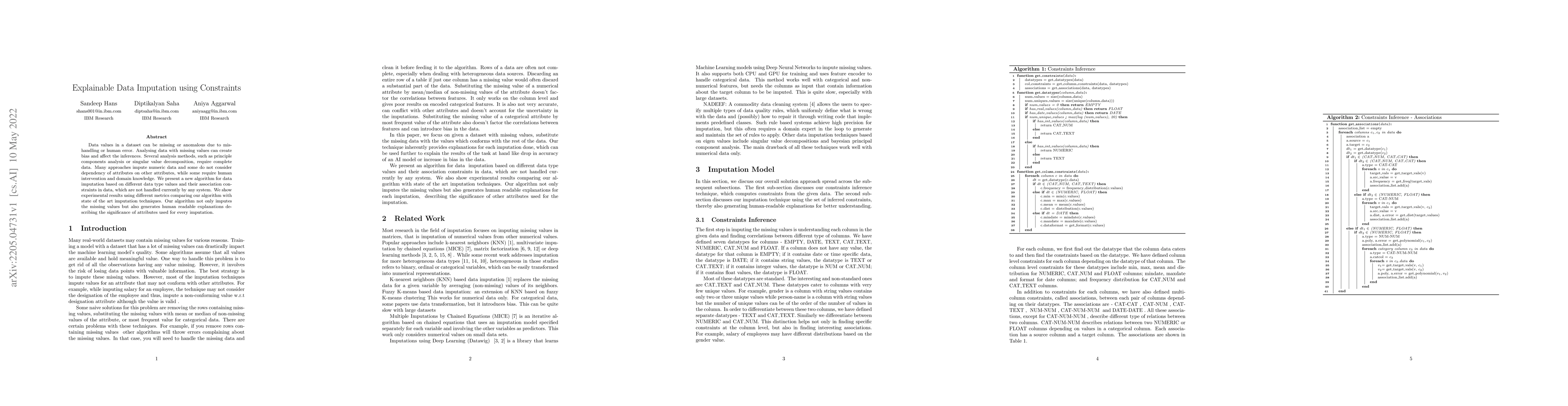 Thumbnail for Explainable Data Imputation using Constraints