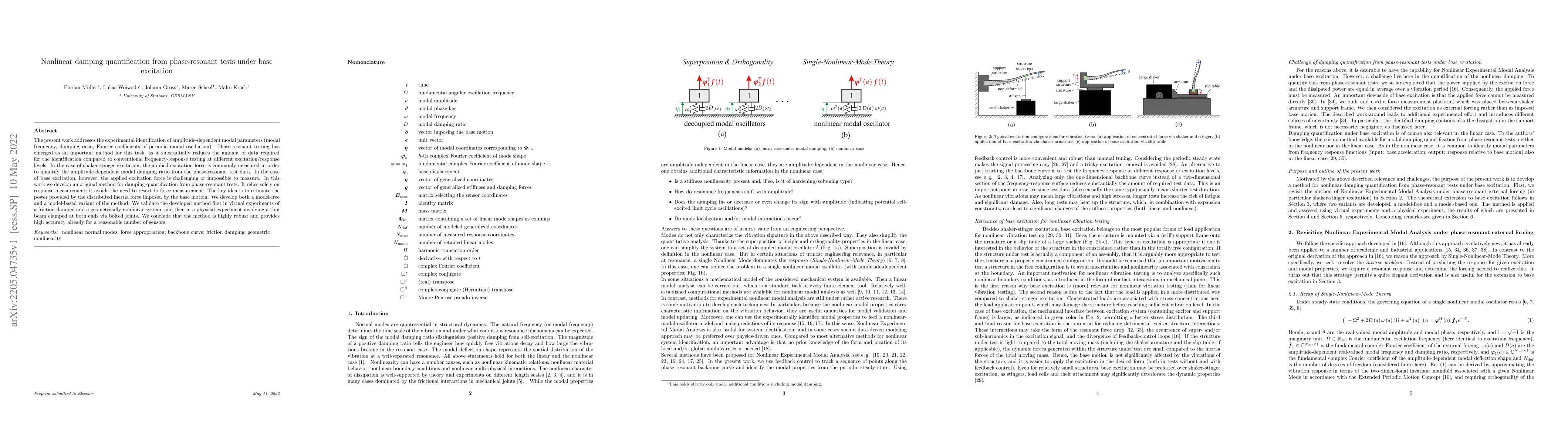 Thumbnail for Nonlinear damping quantification from phase-resonant tests under base
  excitation