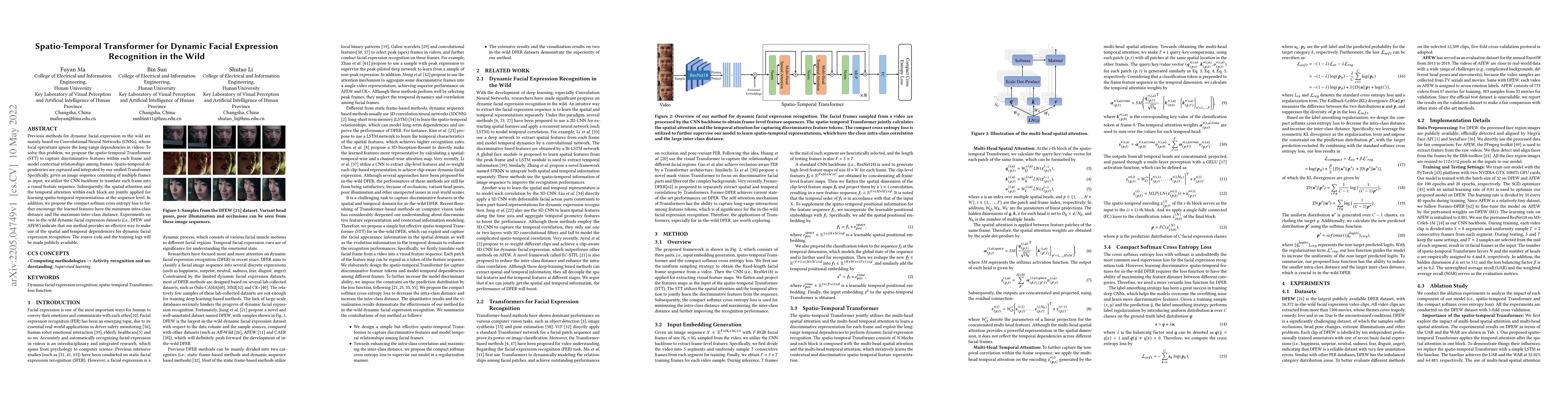 Thumbnail for Spatio-Temporal Transformer for Dynamic Facial Expression Recognition in
  the Wild