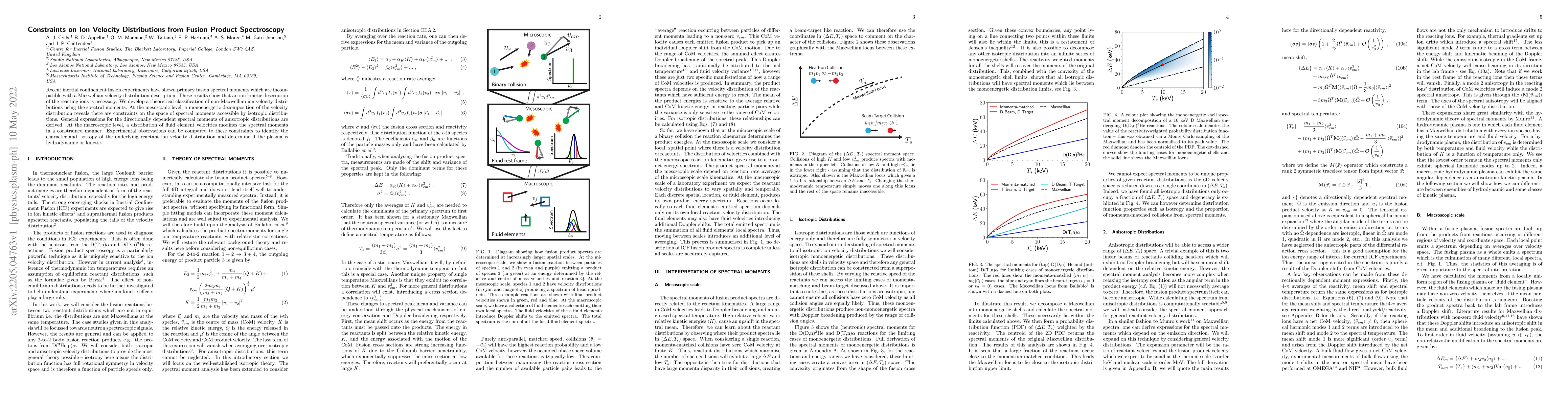 Thumbnail for Constraints on Ion Velocity Distributions from Fusion Product
  Spectroscopy