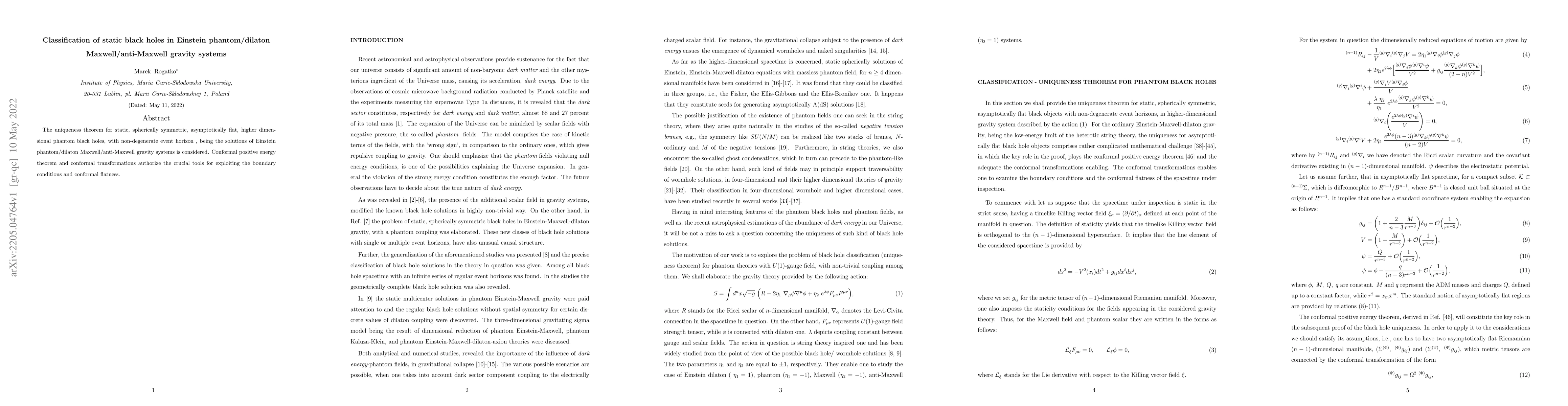 Thumbnail for Classification of static black holes in Einstein phantom/dilaton
  Maxwell/anti-Maxwell gravity systems