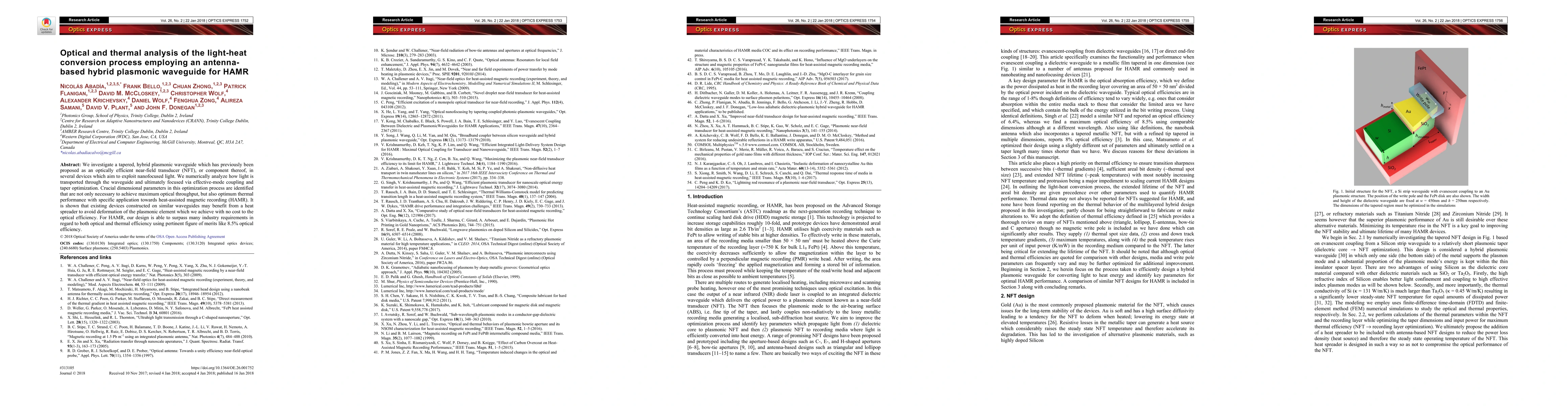 Thumbnail for Optical and thermal analysis of the light-heat conversion process
  employing an antenna-based hybrid plasmonic waveguide for HAMR