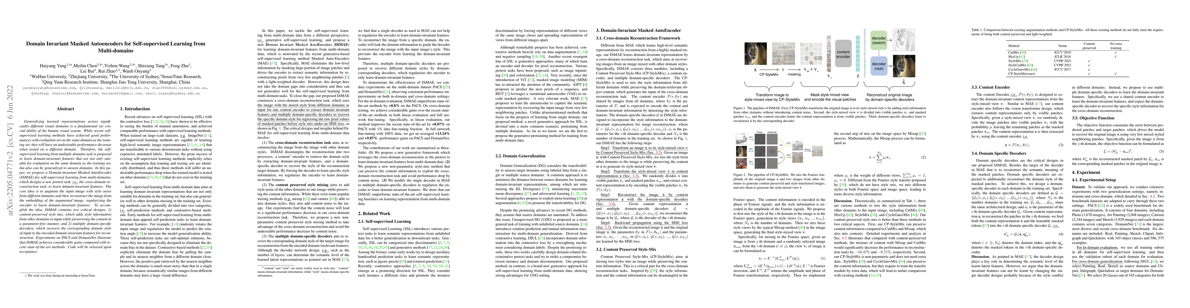 Thumbnail for Domain Invariant Masked Autoencoders for Self-supervised Learning from
  Multi-domains