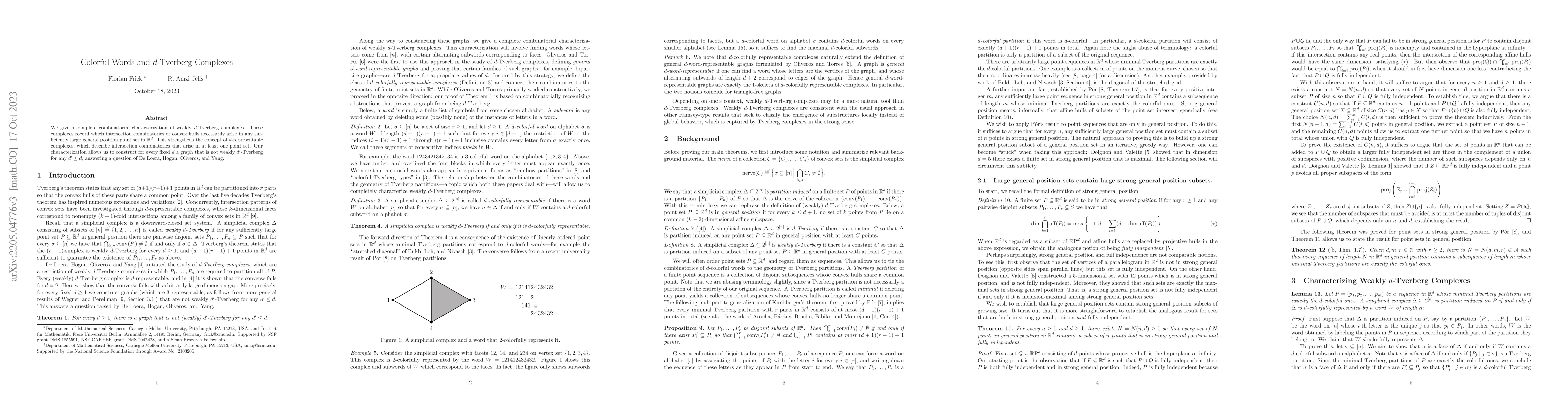 Thumbnail for Colorful Words and d-Tverberg Complexes