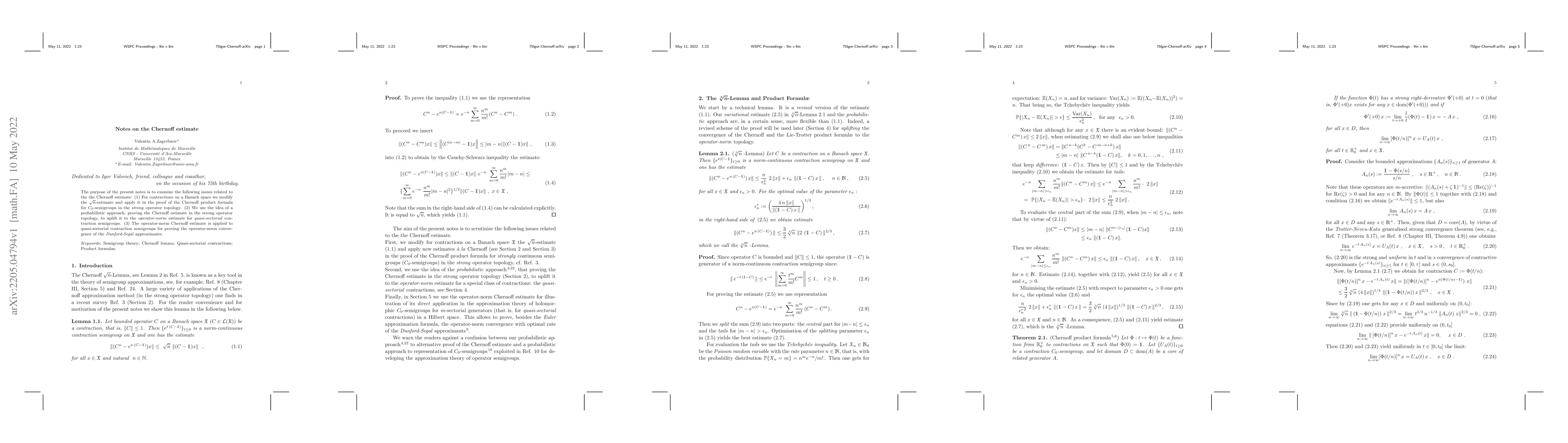 Thumbnail for Notes on the Chernoff estimate