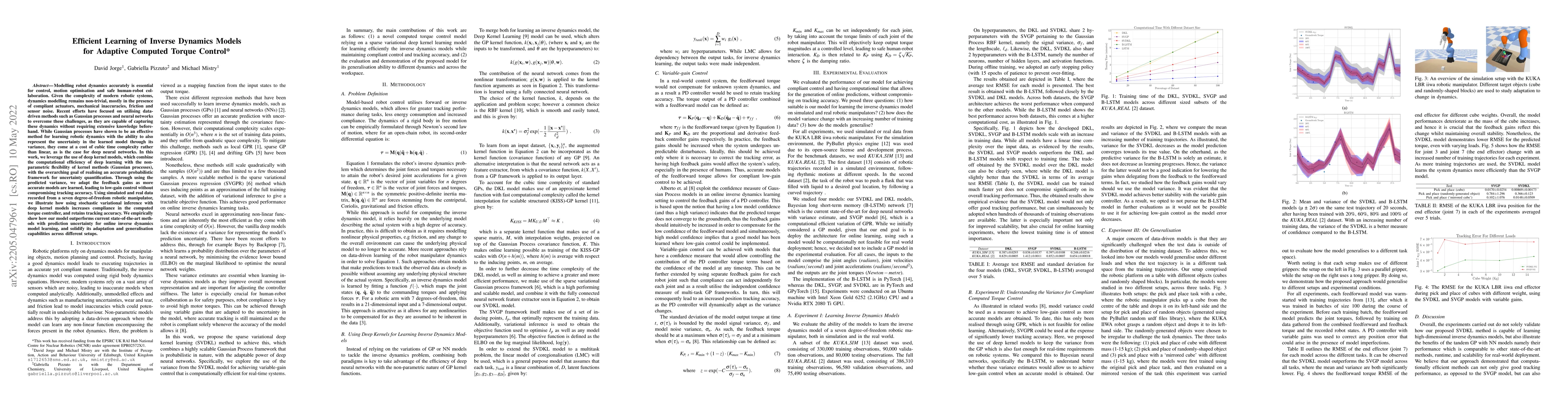 Thumbnail for Efficient Learning of Inverse Dynamics Models for Adaptive Computed
  Torque Control