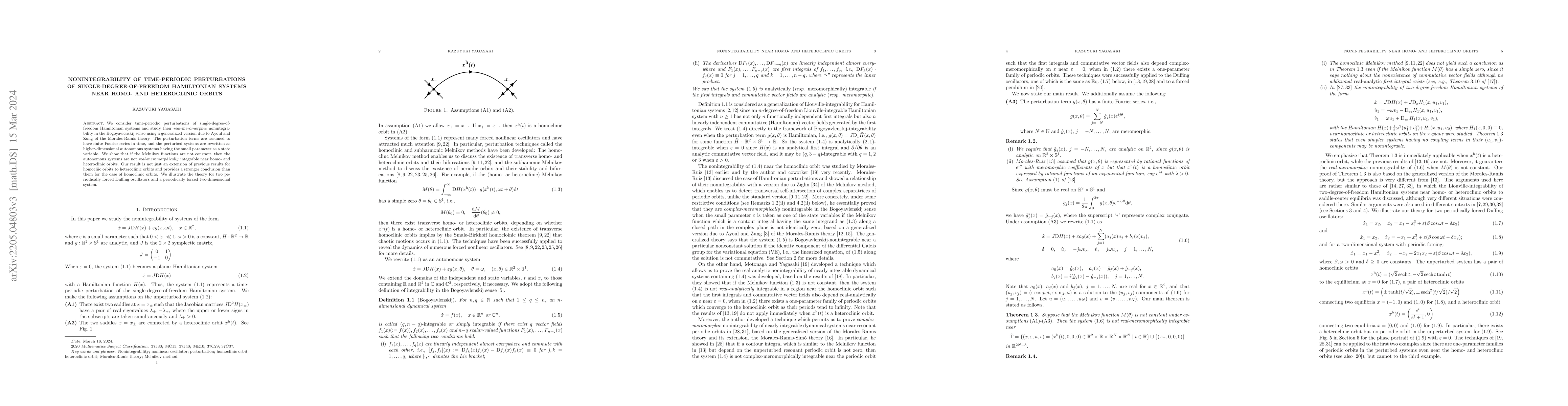 Thumbnail for Nonintegrability of time-periodic perturbations of
  single-degree-of-freedom Hamiltonian systems near homo- and heteroclinic
  orbits