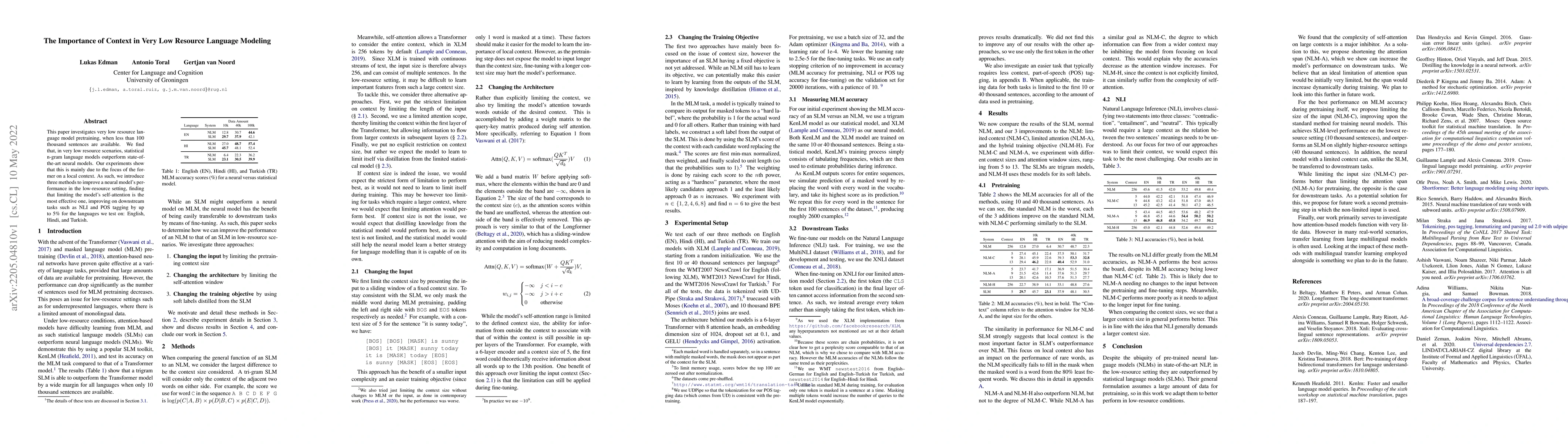 Thumbnail for The Importance of Context in Very Low Resource Language Modeling