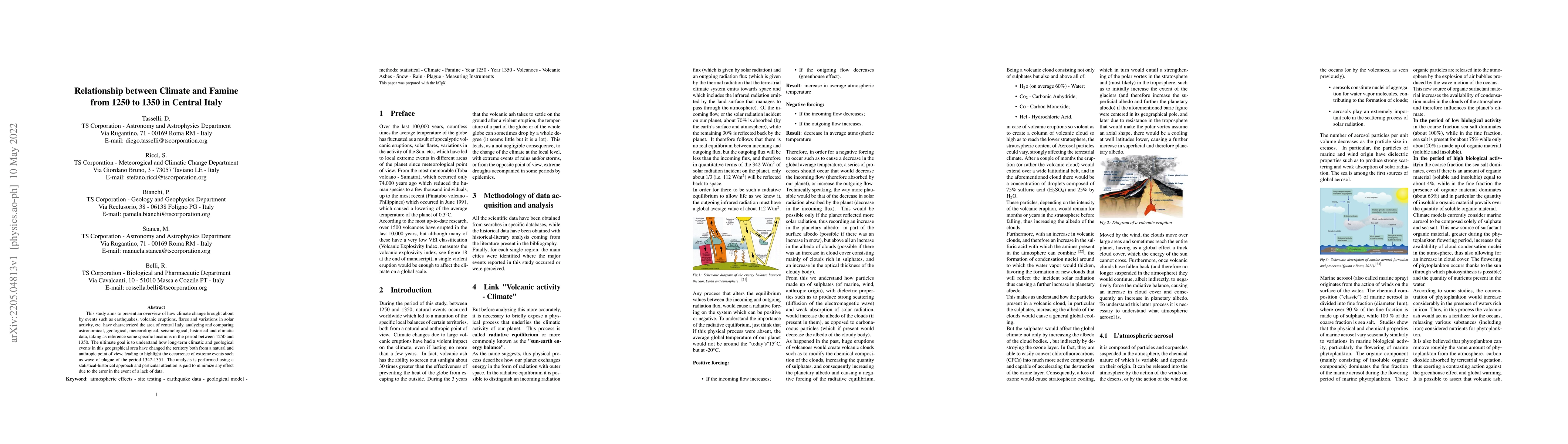 Thumbnail for Relationship between Climate and Famine from 1250 to 1350 in Central
  Italy