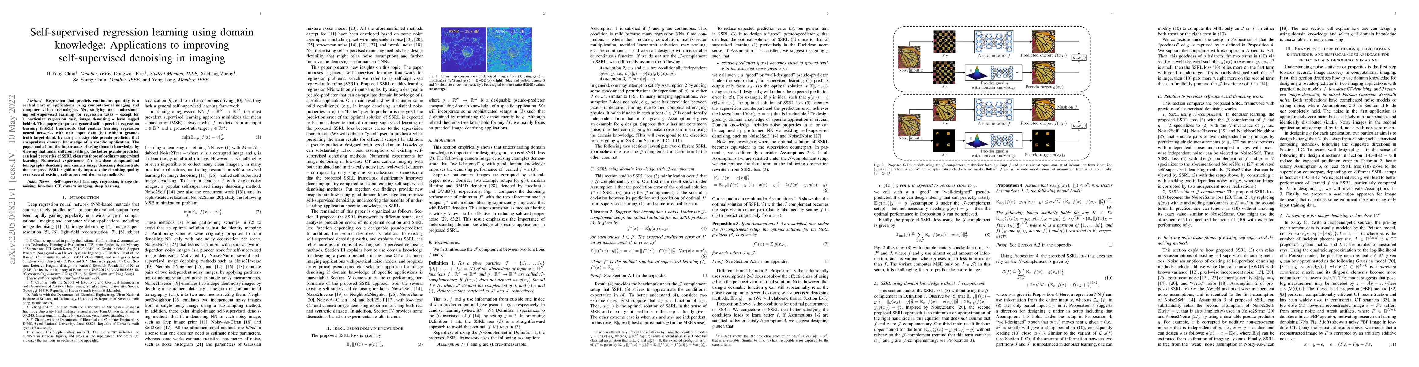 Thumbnail for Self-supervised regression learning using domain knowledge: Applications
  to improving self-supervised denoising in imaging