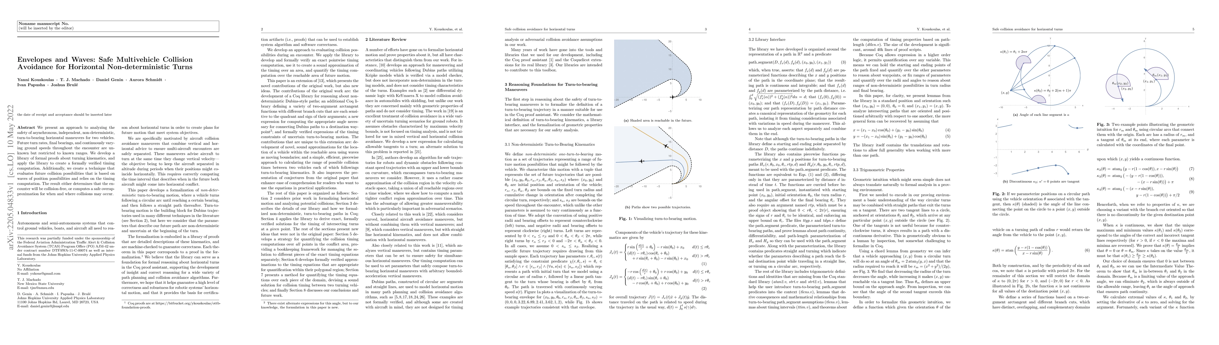Thumbnail for Envelopes and Waves: Safe Multivehicle Collision Avoidance for
  Horizontal Non-deterministic Turns