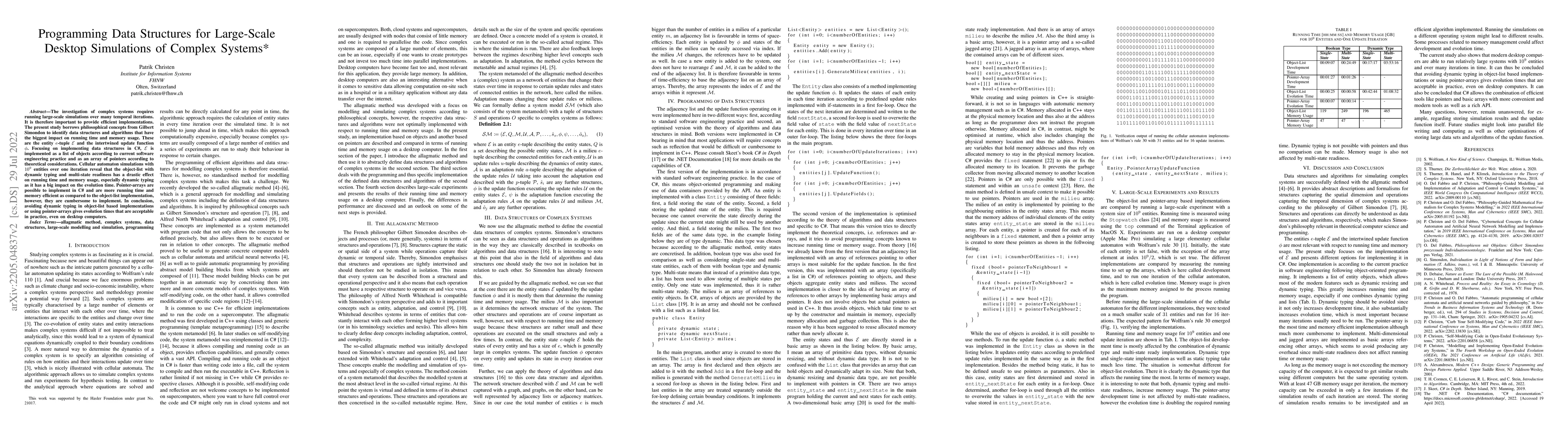 Thumbnail for Programming Data Structures for Large-Scale Desktop Simulations of
  Complex Systems