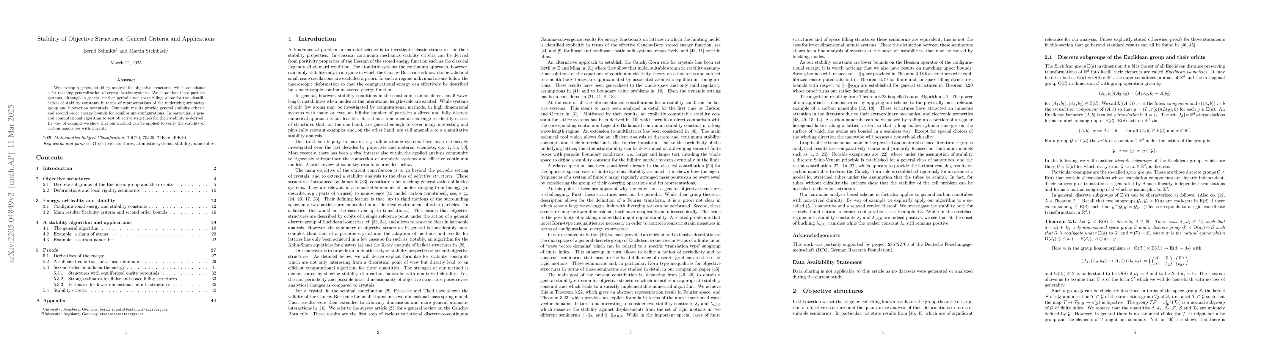 Thumbnail for Stability of Objective Structures: General Criteria and Applications