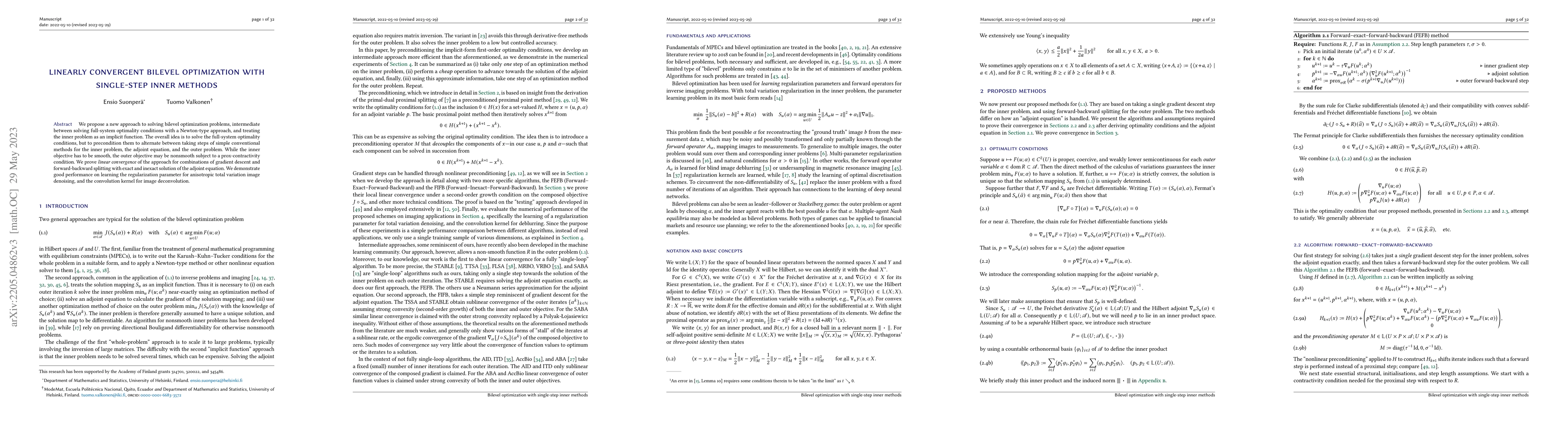 Thumbnail for Linearly convergent bilevel optimization with single-step inner methods