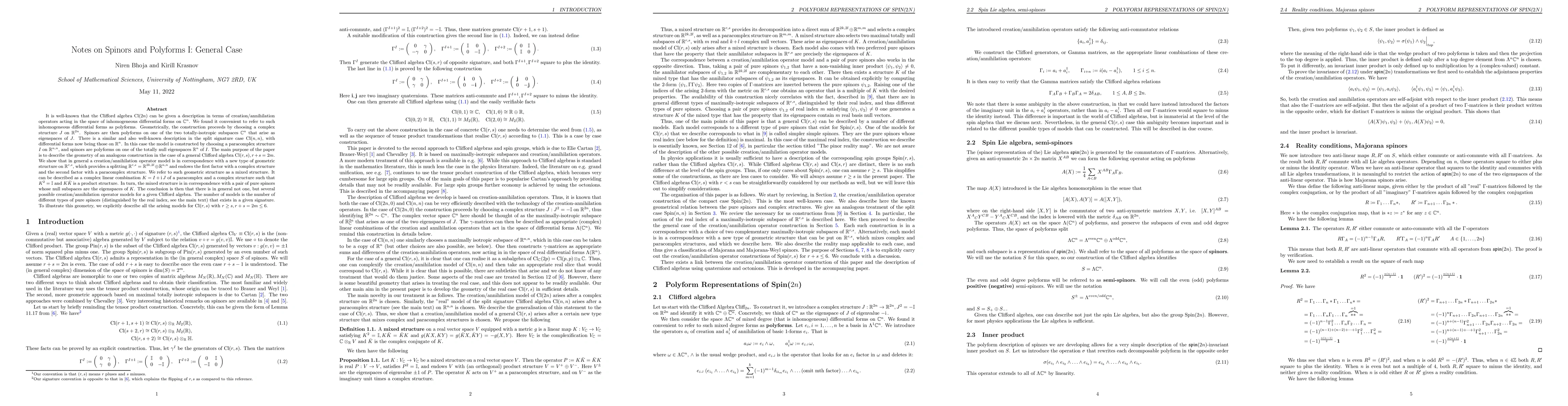 Thumbnail for Notes on Spinors and Polyforms I: General Case
