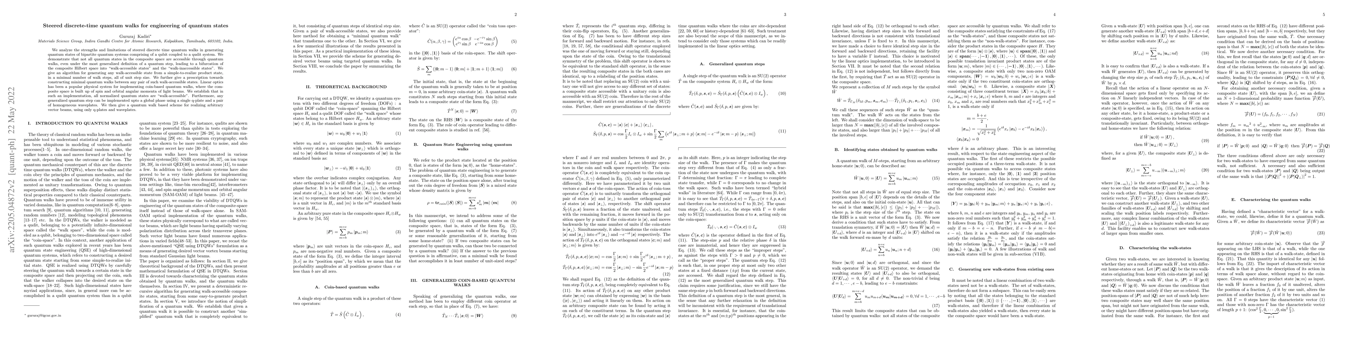 Thumbnail for Steered discrete-time quantum walks for engineering of quantum states